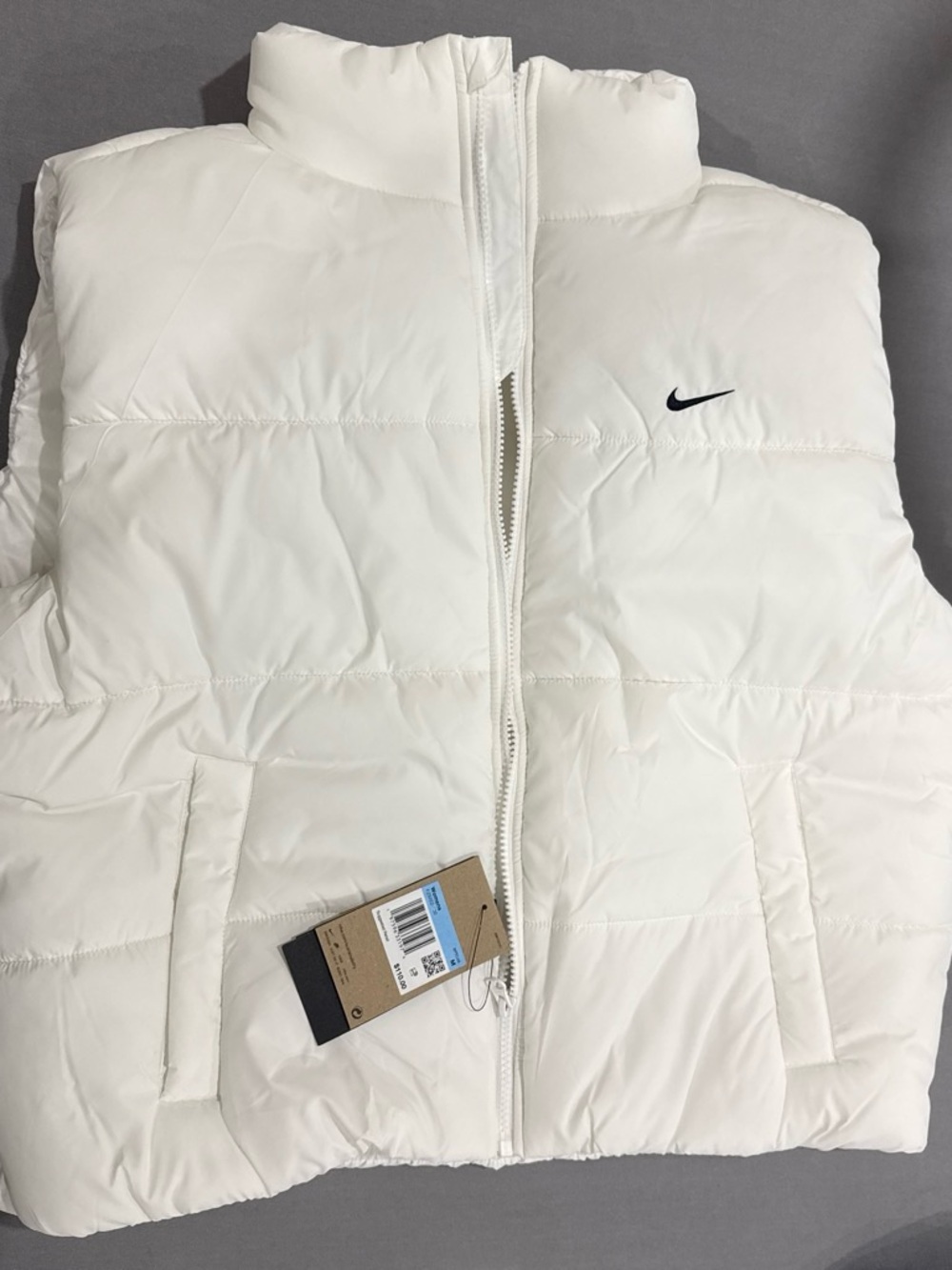 Nike Therma-Fit White Puffer Vest Men’s M Regular Nylon Zip FZ5922-100